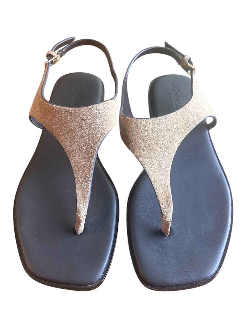 Madewell The Kira Covered Thong Brown Leather Sandals Size 6.5